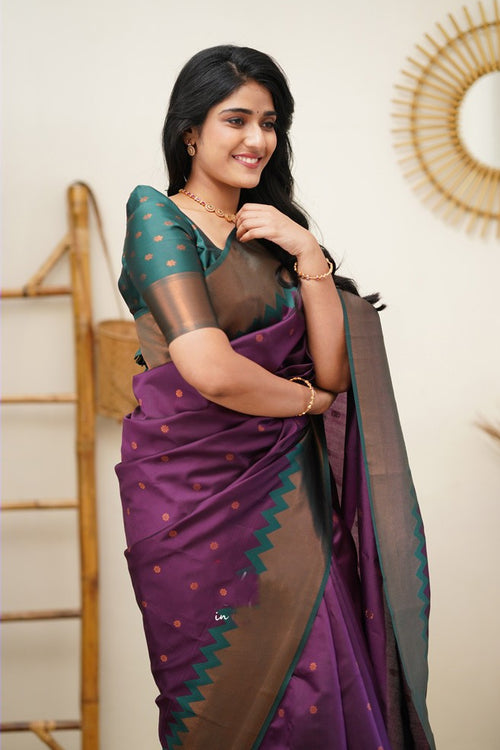 Load image into Gallery viewer, Beautiful Purple Soft Banarasi Silk Saree With Pleasant Blouse Piece
