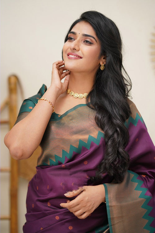 Load image into Gallery viewer, Beautiful Purple Soft Banarasi Silk Saree With Pleasant Blouse Piece
