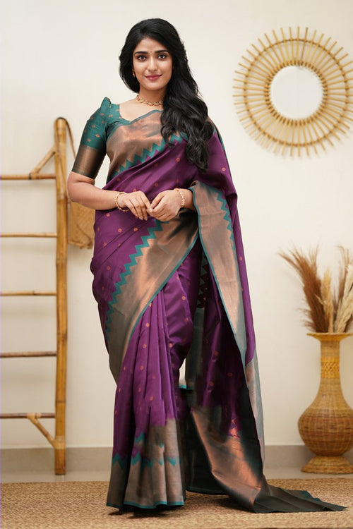 Load image into Gallery viewer, Beautiful Purple Soft Banarasi Silk Saree With Pleasant Blouse Piece
