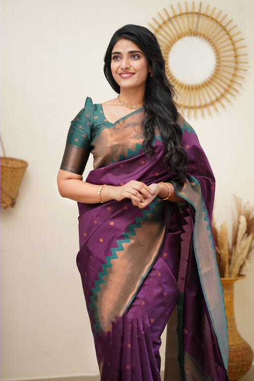 Load image into Gallery viewer, Beautiful Purple Soft Banarasi Silk Saree With Pleasant Blouse Piece
