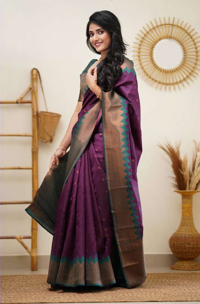 One in a million Purple Tussar Silk Sequin-Silk Mark Saree — Seven Sarees