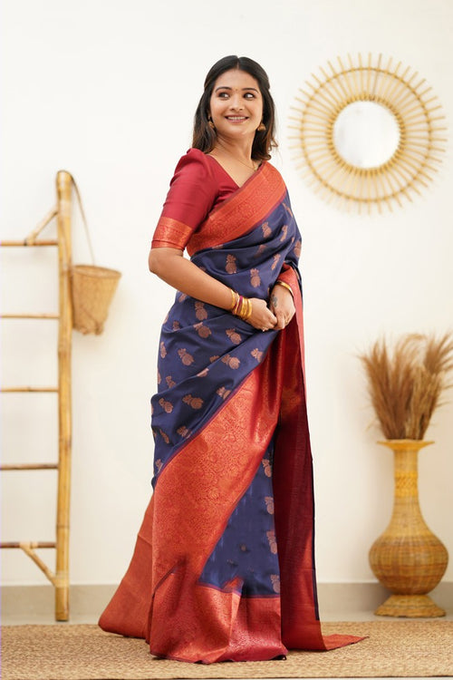 Bollywood Design Blue and Red Saree For Women || Rooprekha – rooprekha