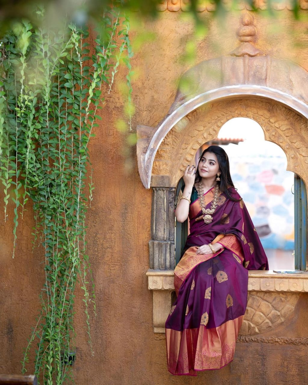Pinkish Red Soft Tussar Silk Saree – Vishnu Weaves